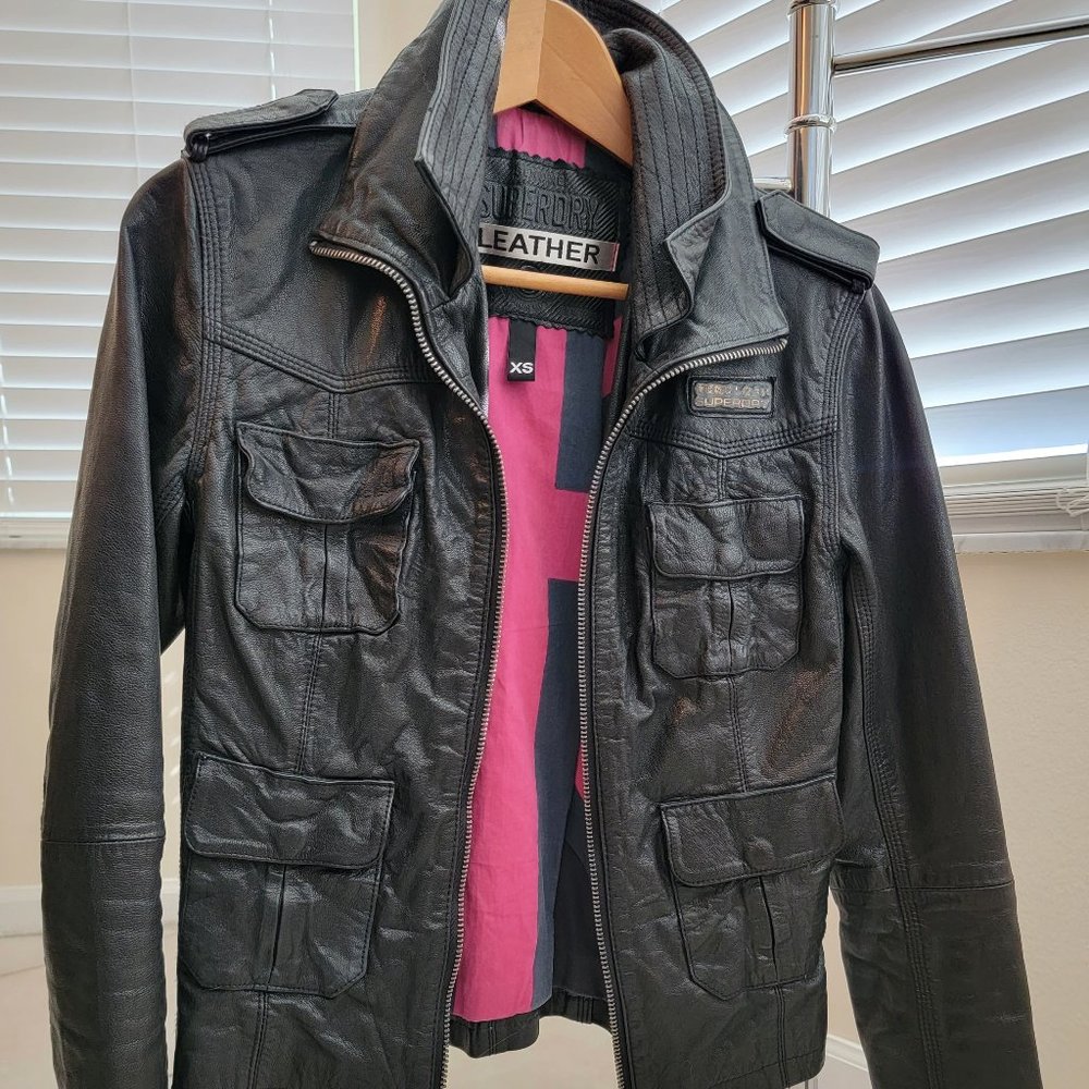 Superdry Megan Flag Slim Leather Jacket